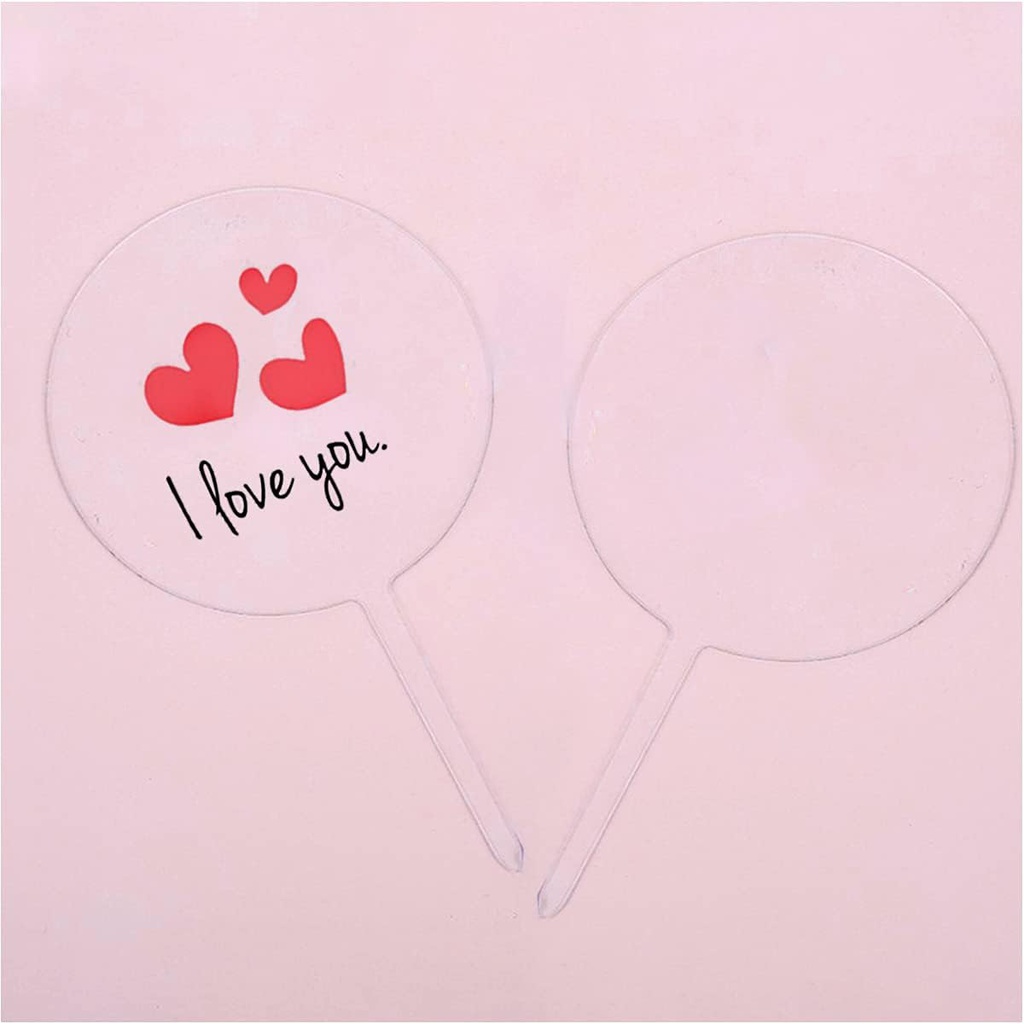 10 PCS Round Acrylic Cake Toppers Clear Blank Circle DIY Cake Topper Blanks for Personalized Custom Wedding and Birthday Party Cake Decorations