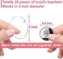 3 Inch 20 Pieces Key Ring Acrylic Blanks Keychain Mirror Golden