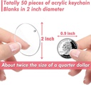 3 Inch 20 Pieces Key Ring Acrylic Blanks Keychain Mirror Silver