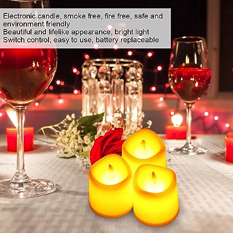 12 Pieces Electronic Candles, Romantic Environmentally Friendly LED Tea Lights for Weddings