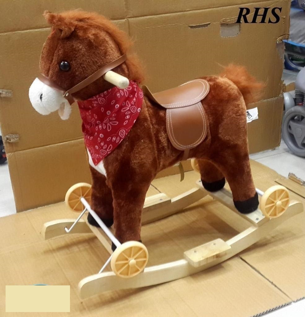 Children Wooden Rocking Horse Small Size with Wheel