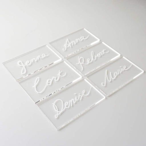25 PC Clear Acrylic Place Cards for Wedding 3.5x2 INCH