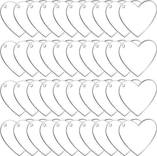 60 Pack 2 Inch Acrylic Heart Keychain Blanks Acrylic Hearts Discs with Hole 1/8 inch Thick for DIY Keychain, Vinyl Projects, Gift Tags, Valentine's Day Ornaments