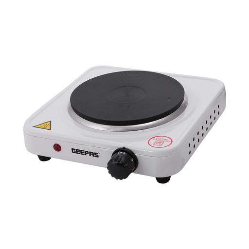 Geepas 1000W Single Hot Plate for Flexible & Precise Table Top Cooking - Cast Iron Heating Plate - Portable Electric Hob with Temperature Control GHP32013(‎22 x 24.5 x 7 cm)