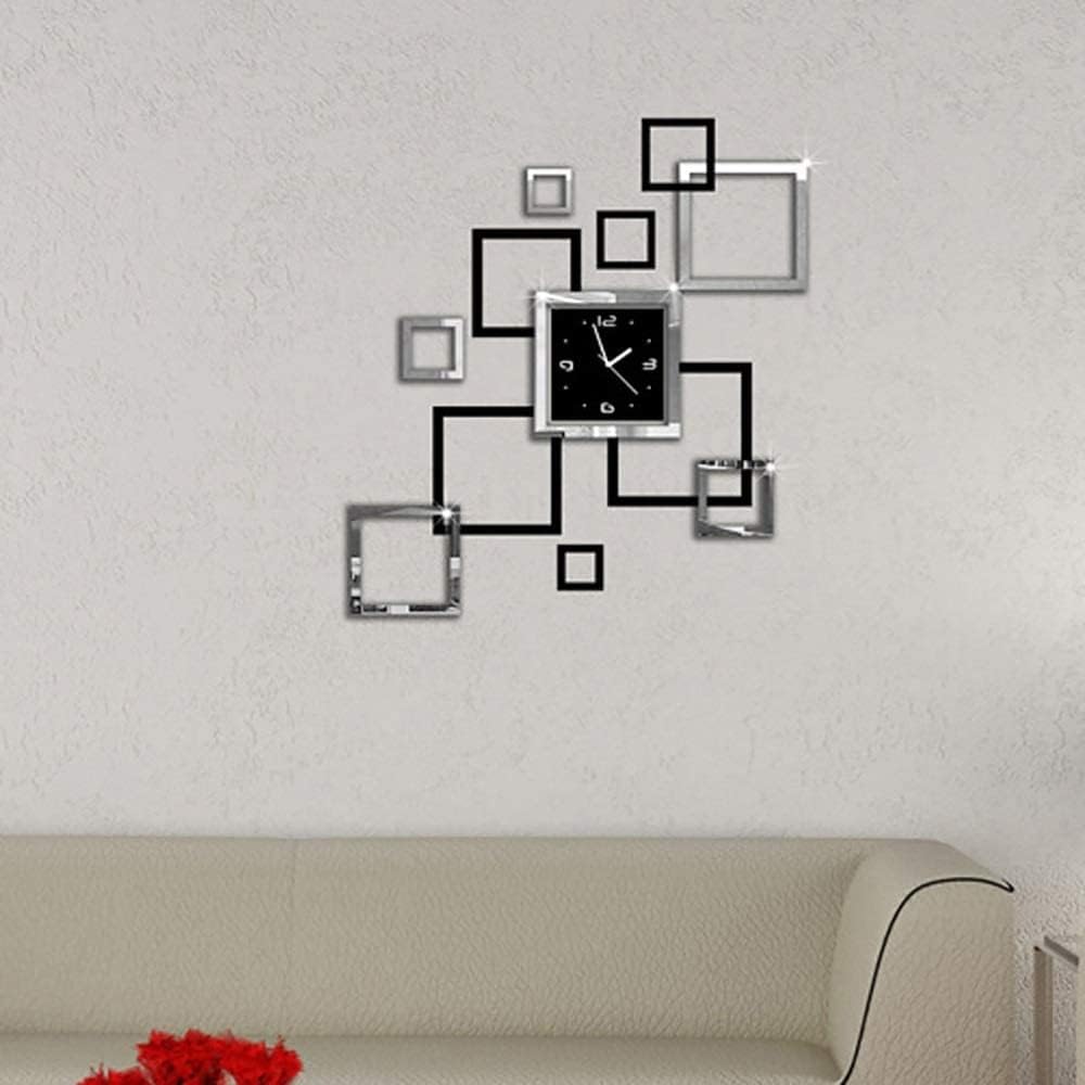 Silver and Black Squares Wall Clock with Unique Look  Size: (36×36)