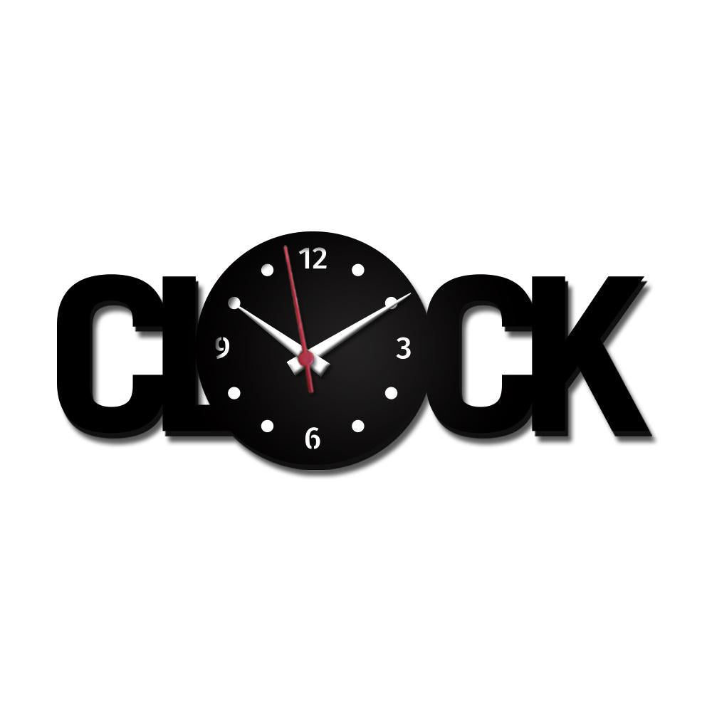 CLOCK Text Shape Acrylic 3D Wall Clock(Small)