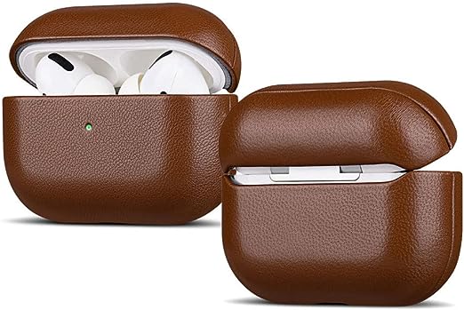 AirPods Pro 2 Leather Case Protective Cover, Shockproof Shell Dust/Dirt Proof Hard Case (Not for AirPods Pro 1st Gen) - Brown
