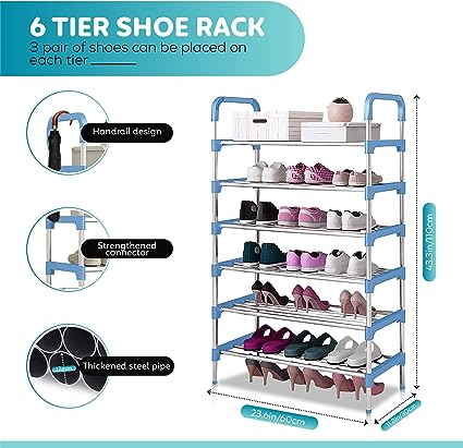 Shoe Storage Rack 6-tier Free Standing Shoe Rack Outdoor( Multi Color)