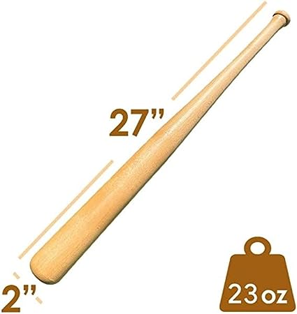 Genuine Solid Beech Wood Baseball Bat - 27 Inch 23 Oz - Tball Bat