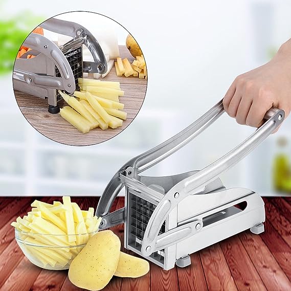 Potato Chipper, Effective Stainless Steel Potato Cutter Veg Slicer Potato Chipper