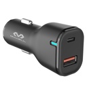 Miccell Dual Port Car Fast Charger With Light PD 20W+QC 3.0 Black