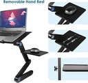 Portable Adjustable Aluminum Laptop TABLE W/FANS[25.4D x 48.8W x 1.3H centimeters]