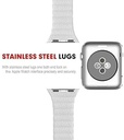 Watch Band 44mm 42mm Leather Strap Adjustable Magnetic Closure Wrist Loop Band (white)