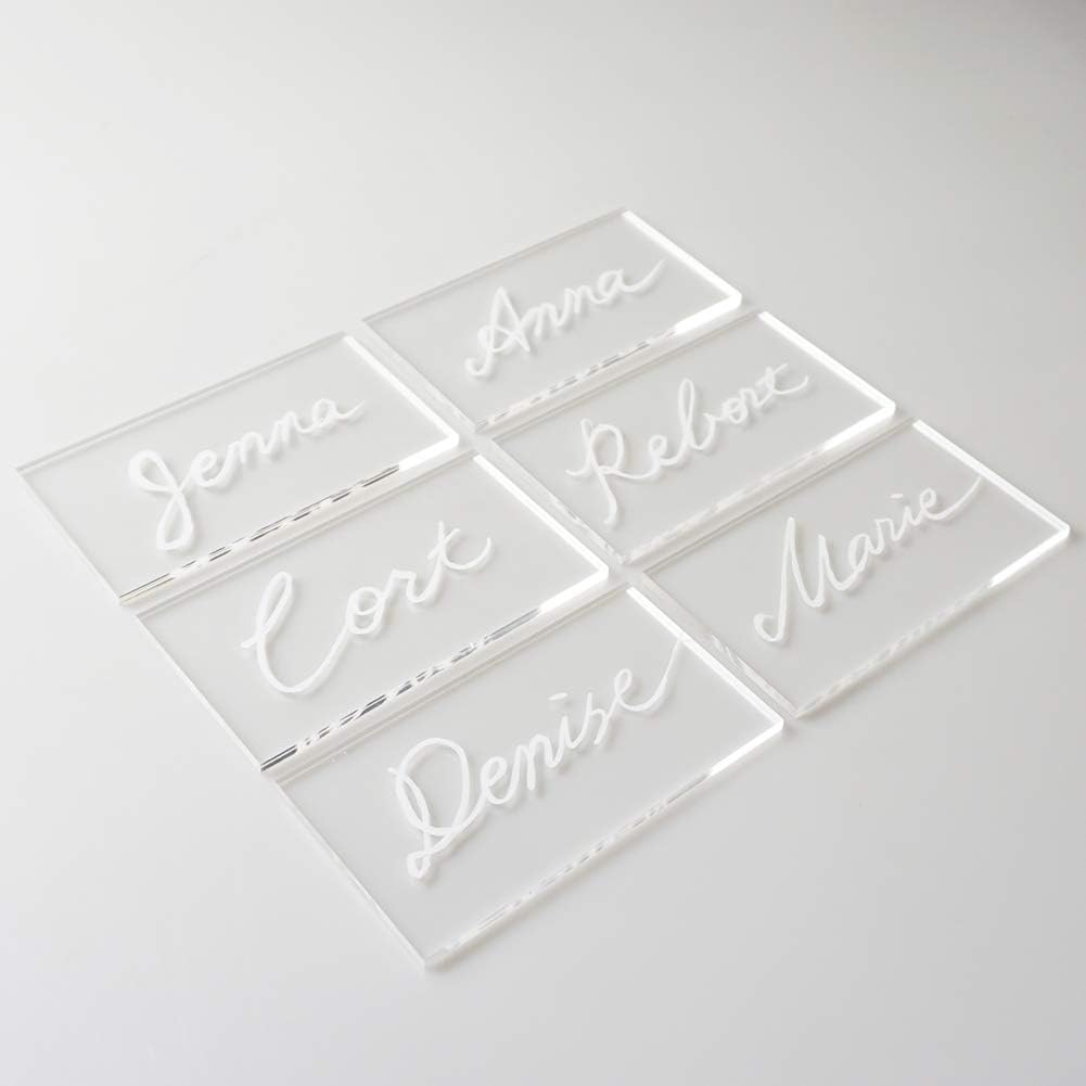 25 PC Clear Acrylic Place Cards for Wedding 3.5x 5 cm