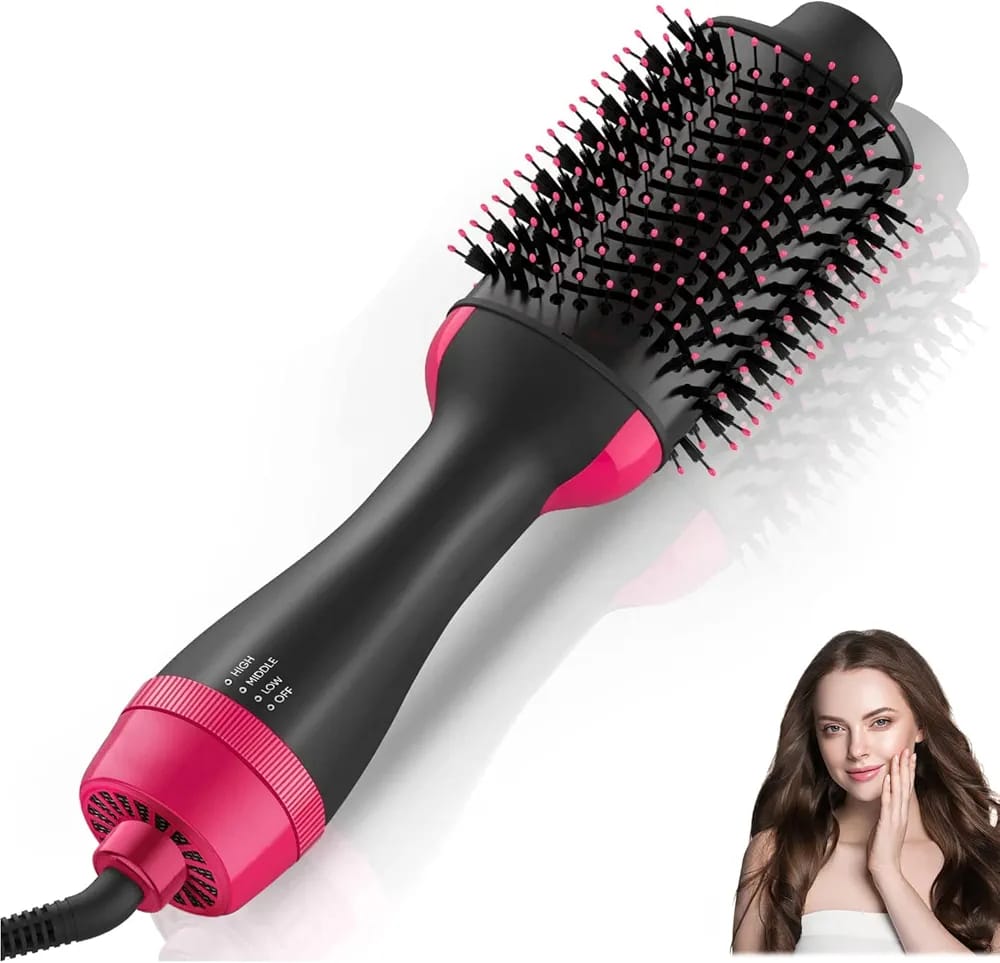 3 In 1 Electric One Step Hair Dryer Black/Pink