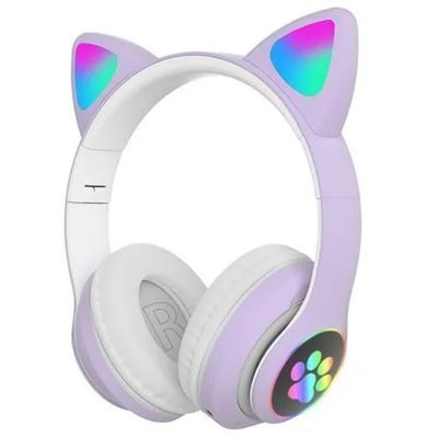 Over Ear Music Headset Glowing Cat Ear BT 5.0 Purple( Mix Color)