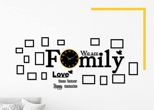 WE ARE FAMILY CLOCK WITH FRAMES